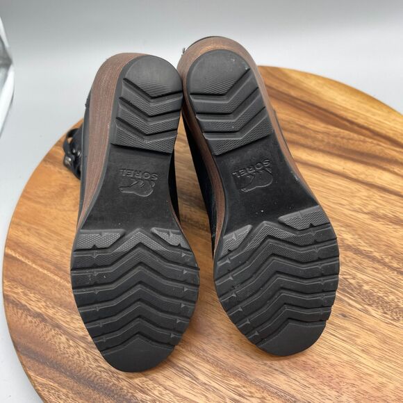 Sorel Womens 6.5 After Hours Wedge Boot Lace Up Leather Waterproof Wood Heel - Picture 7 of 8